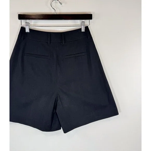 NWT Rebecca Taylor Women Shorts Black Hi Rise Pleated Lightweight Stretch Size 2